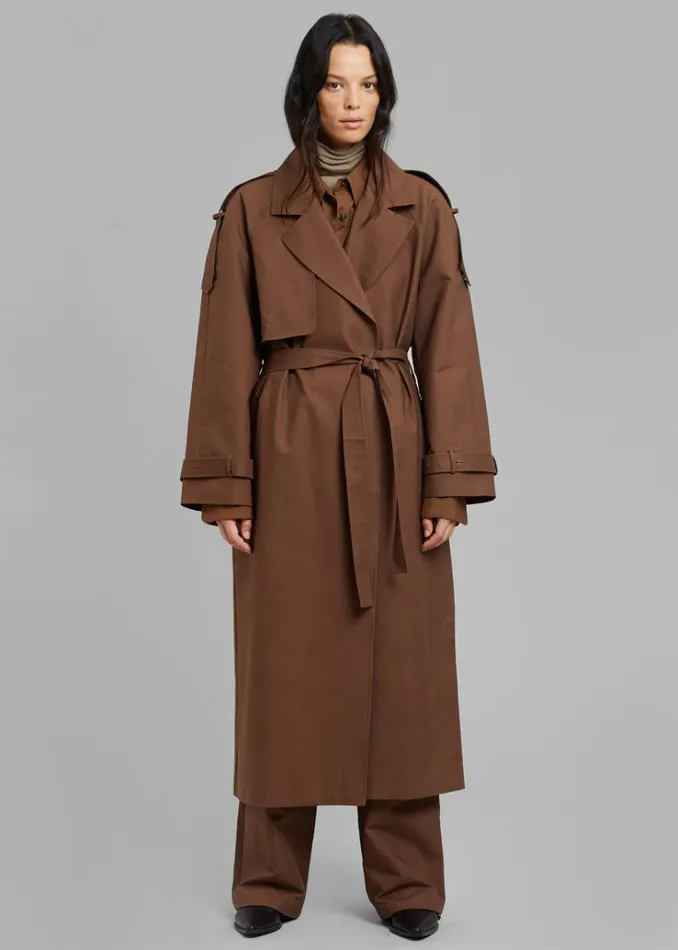 The Frankie Shop Suzanne Trench Coat 8211 Brown Women Clothing
