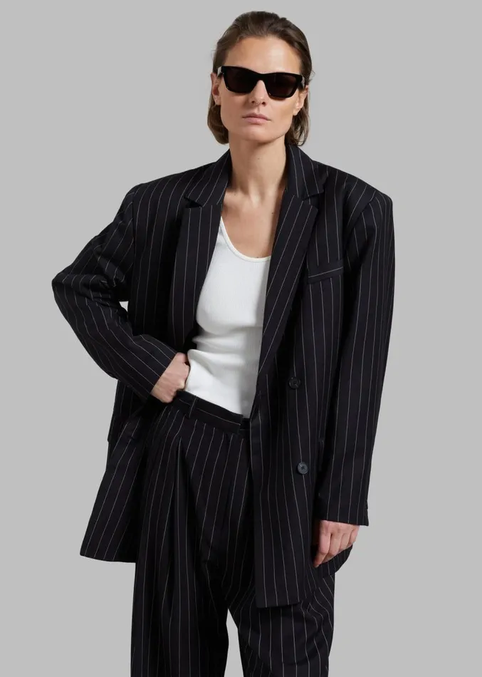 The Frankie Shop Sybil Trousers 8211 Black Pinstripe Women Clothing