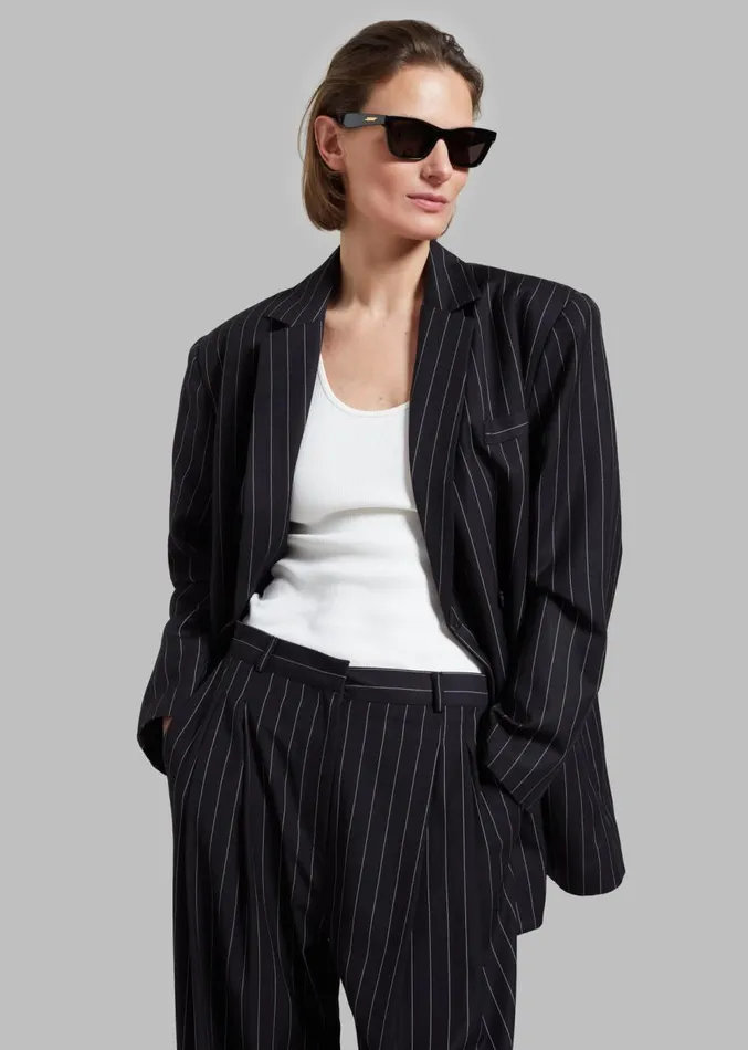 The Frankie Shop Sybil Trousers 8211 Black Pinstripe Women Clothing