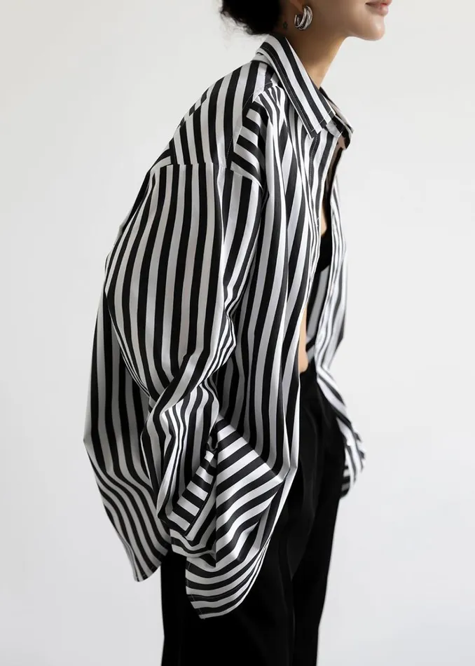 The Frankie Shop Sylvia Striped Oxford Shirt 8211 Faded BlackWhite Women Tops The Frankie Shop Sylvia Striped Oxford Shirt 8211 Faded BlackWhite Women Tops