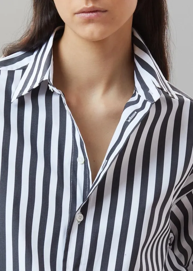 The Frankie Shop Sylvia Striped Oxford Shirt 8211 Faded BlackWhite Women Tops