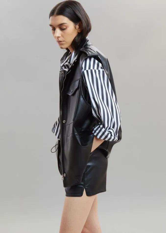 The Frankie Shop Sylvia Striped Oxford Shirt 8211 Faded BlackWhite Women Tops