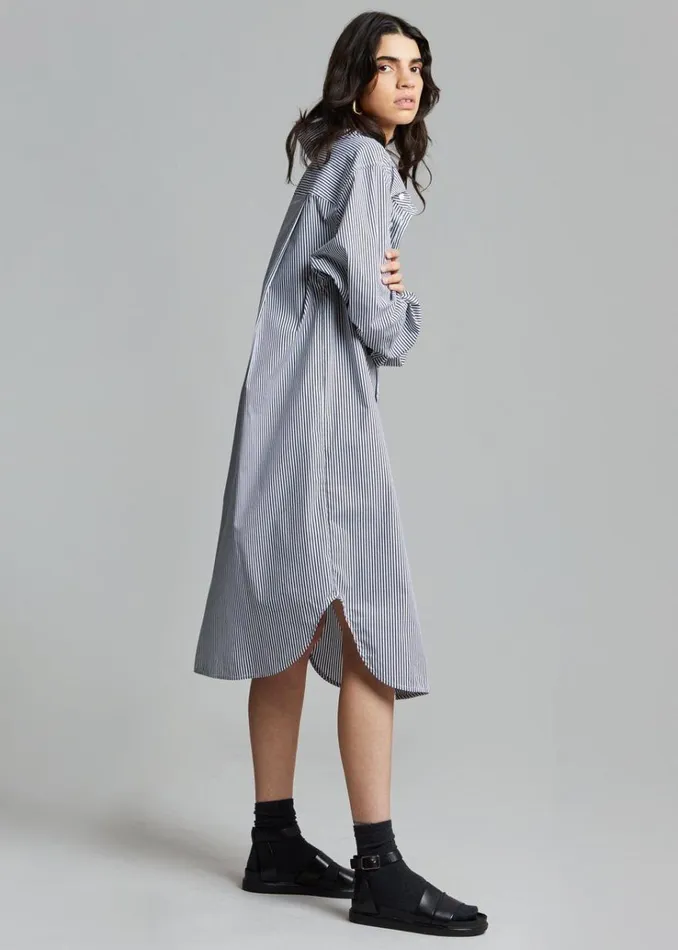 The Frankie Shop Talia Shirt Dress 8211 BlackWhite Stripe Women Dresses