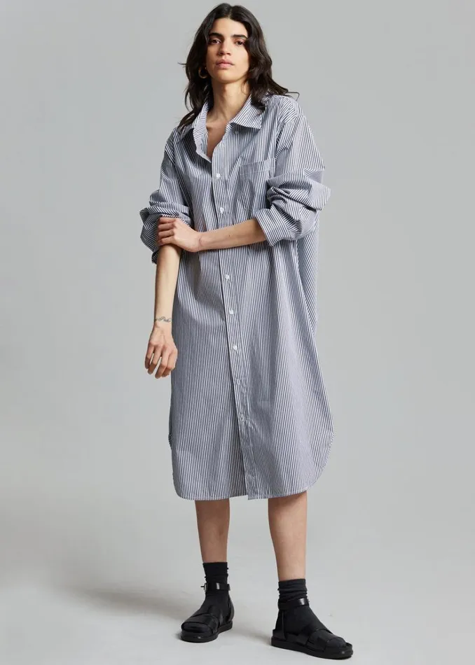 The Frankie Shop Talia Shirt Dress 8211 BlackWhite Stripe Women Dresses