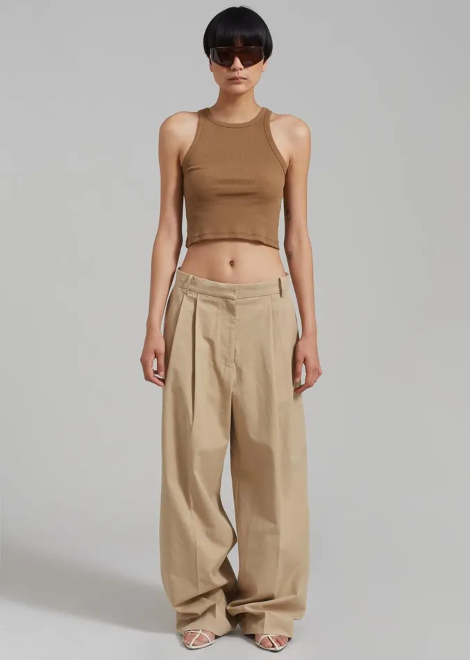 The Frankie Shop Tansy Cotton Pants 8211 Camel Women Clothing