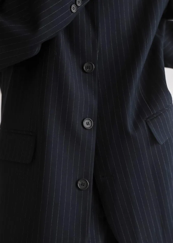 The Frankie Shop Tansy Oversized Blazer 8211 Navy Pinstripe Women Clothing