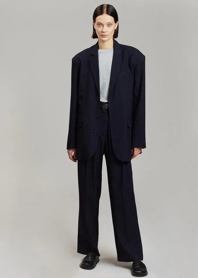 The Frankie Shop Tansy Oversized Blazer 8211 Navy Pinstripe Women Clothing