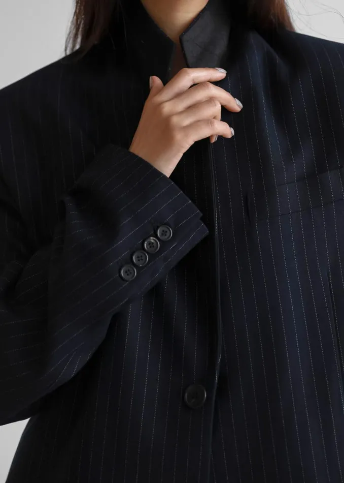 The Frankie Shop Tansy Oversized Blazer 8211 Navy Pinstripe Women Clothing