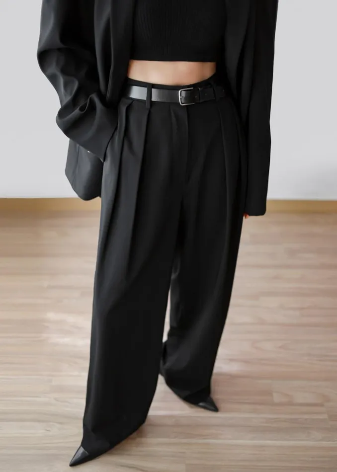 The Frankie Shop Tansy Pleated Trousers 8211 Black Women Bottoms