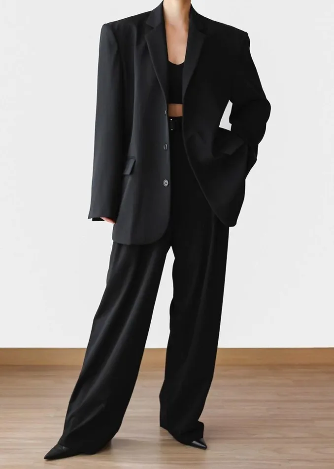 The Frankie Shop Tansy Pleated Trousers 8211 Black Women Bottoms