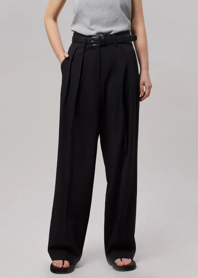 The Frankie Shop Tansy Pleated Trousers 8211 Black Women Bottoms