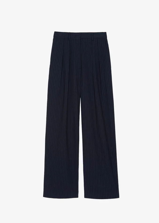 The Frankie Shop Tansy Pleated Trousers 8211 Navy Pinstripe Women Bottoms