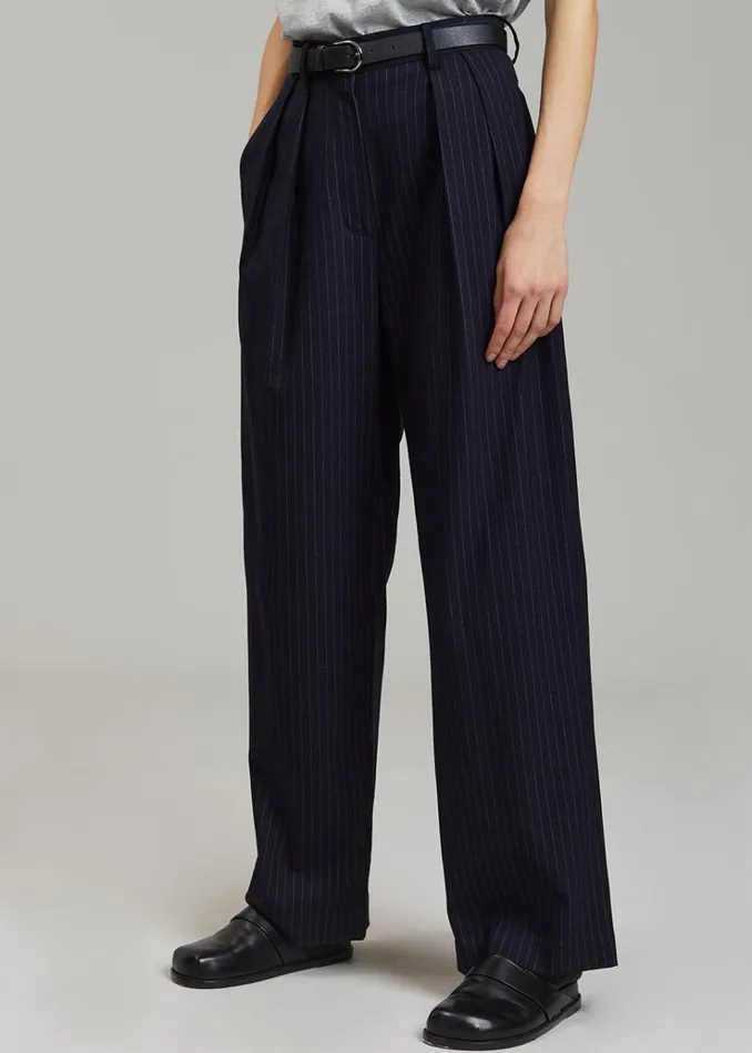 The Frankie Shop Tansy Pleated Trousers 8211 Navy Pinstripe Women Bottoms