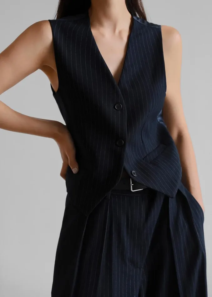 The Frankie Shop Tansy Tailored Vest 8211 Navy Pinstripe Women Clothing