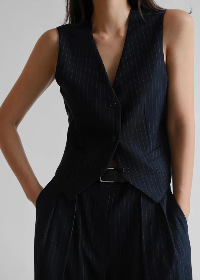 The Frankie Shop Tansy Tailored Vest 8211 Navy Pinstripe Women Clothing