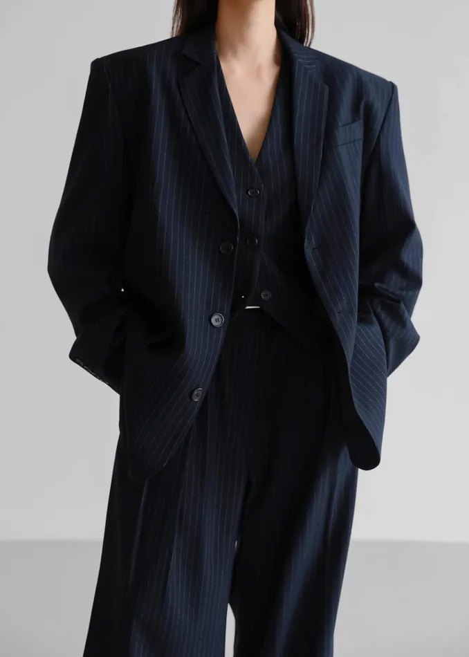 The Frankie Shop Tansy Tailored Vest 8211 Navy Pinstripe Women Clothing