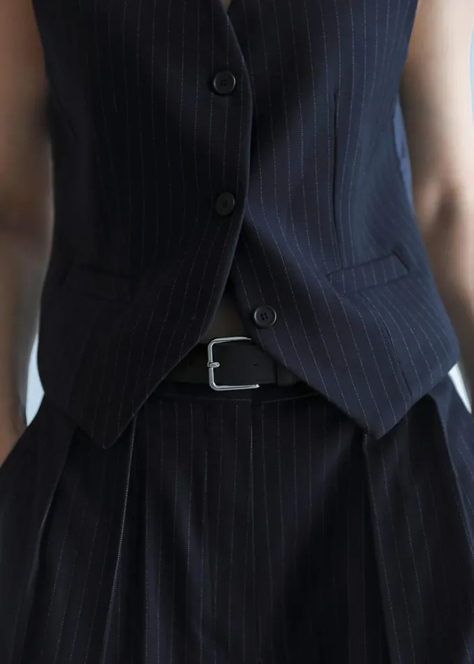 The Frankie Shop Tansy Tailored Vest 8211 Navy Pinstripe Women Clothing