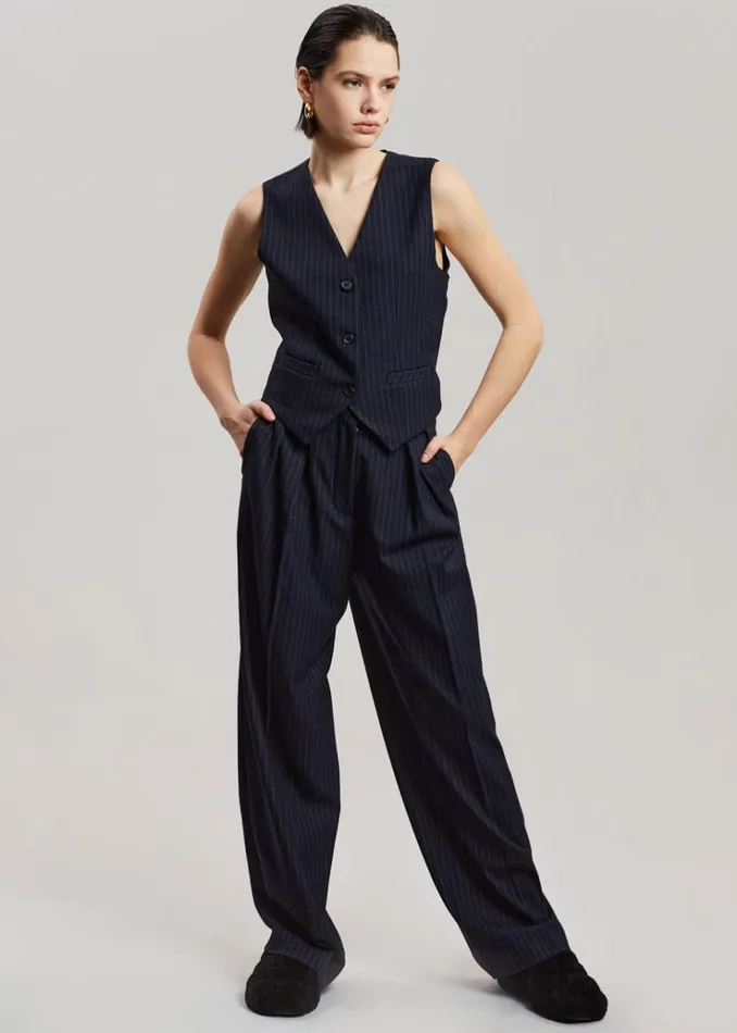 The Frankie Shop Tansy Tailored Vest 8211 Navy Pinstripe Women Clothing