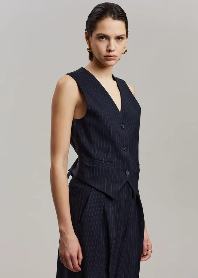 The Frankie Shop Tansy Tailored Vest 8211 Navy Pinstripe Women Clothing