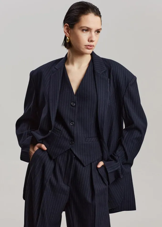 The Frankie Shop Tansy Tailored Vest 8211 Navy Pinstripe Women Clothing