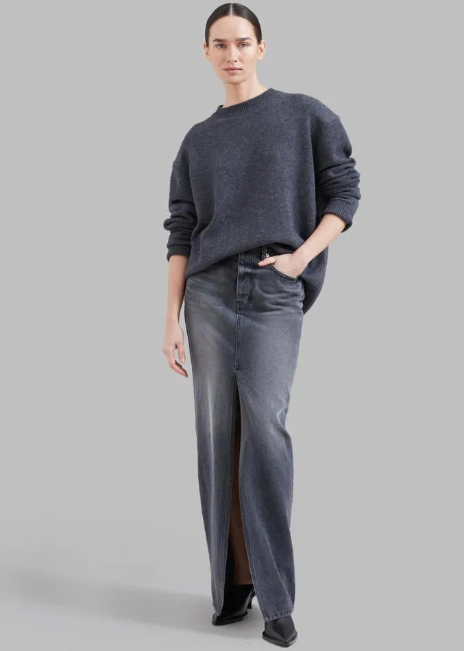 The Frankie Shop Texas Denim Pencil Skirt 8211 Dark Grey Women Clothing