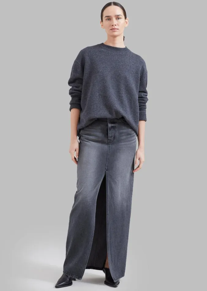 The Frankie Shop Texas Denim Pencil Skirt 8211 Dark Grey Women Clothing