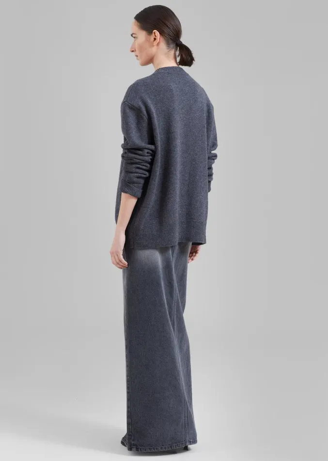 The Frankie Shop Texas Denim Pencil Skirt 8211 Dark Grey Women Clothing