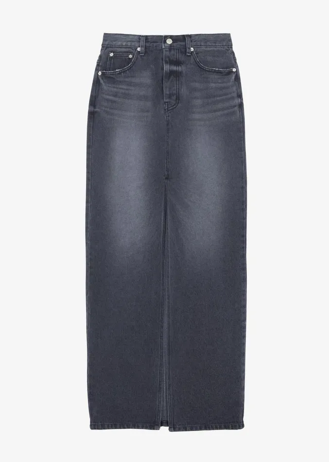 The Frankie Shop Texas Denim Pencil Skirt 8211 Dark Grey Women Clothing