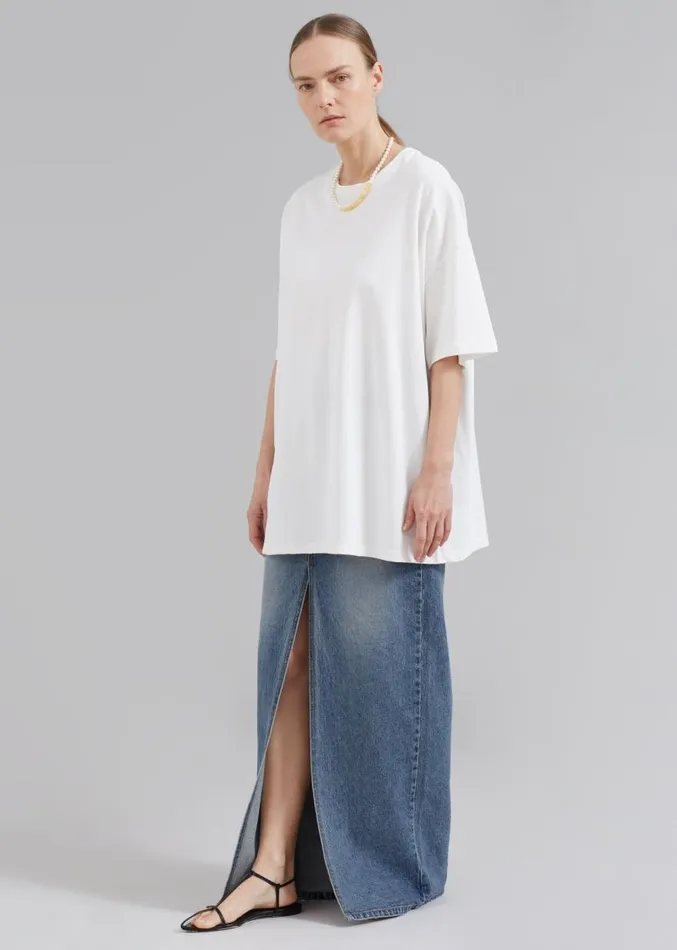 The Frankie Shop Texas Denim Pencil Skirt 8211 Medium Wash Women Clothing
