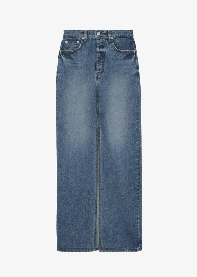 The Frankie Shop Texas Denim Pencil Skirt 8211 Medium Wash Women Clothing