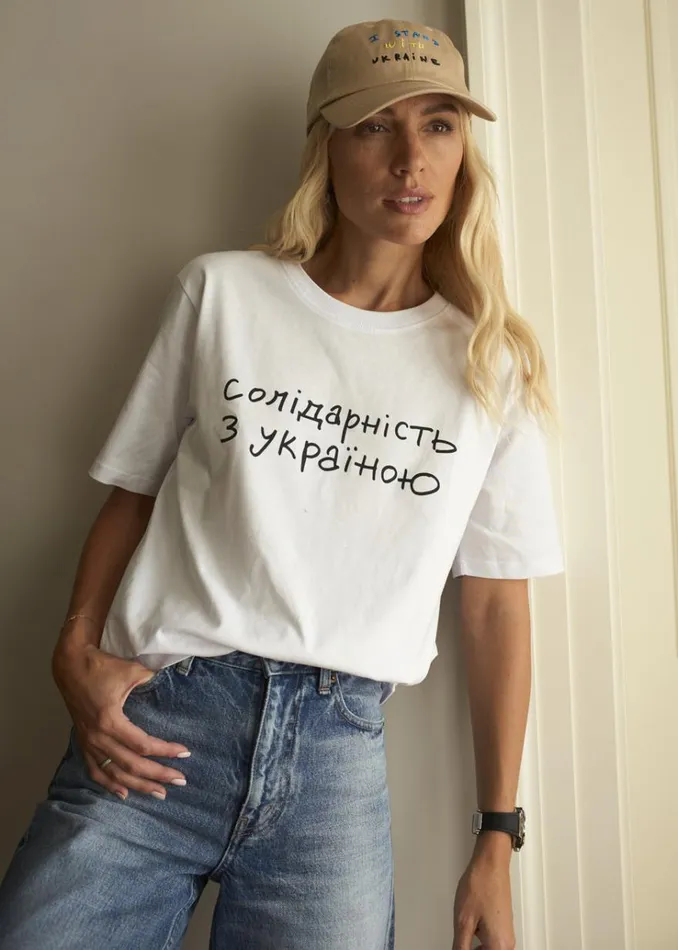 The Frankie Shop The Frankie Shop X Thomas Llu Solidarity TShirt 8211 WhiteBlack WomenMen Tops