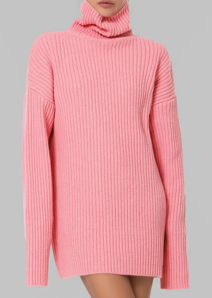 The Frankie Shop Thelma Ribbed Sweater 8211 Pink Women Clothing