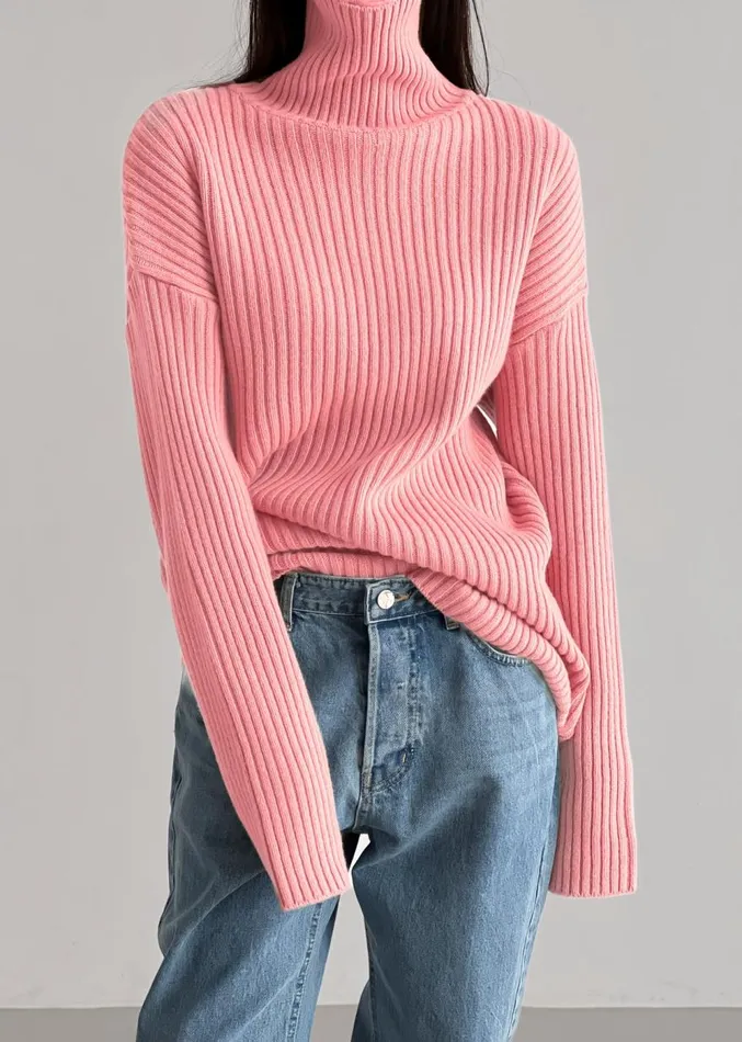 The Frankie Shop Thelma Ribbed Sweater 8211 Pink Women Clothing