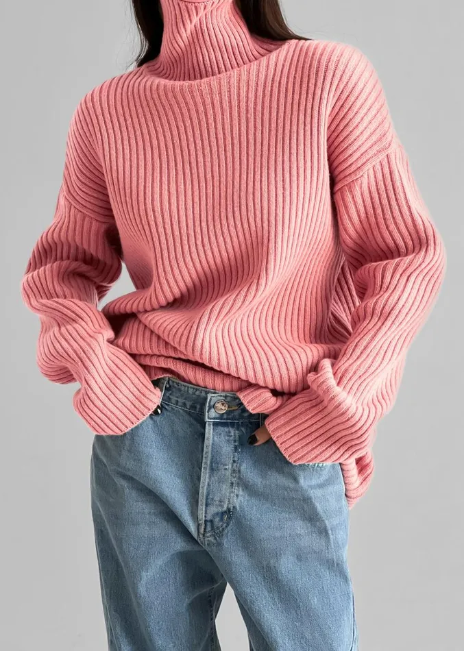 The Frankie Shop Thelma Ribbed Sweater 8211 Pink Women Clothing