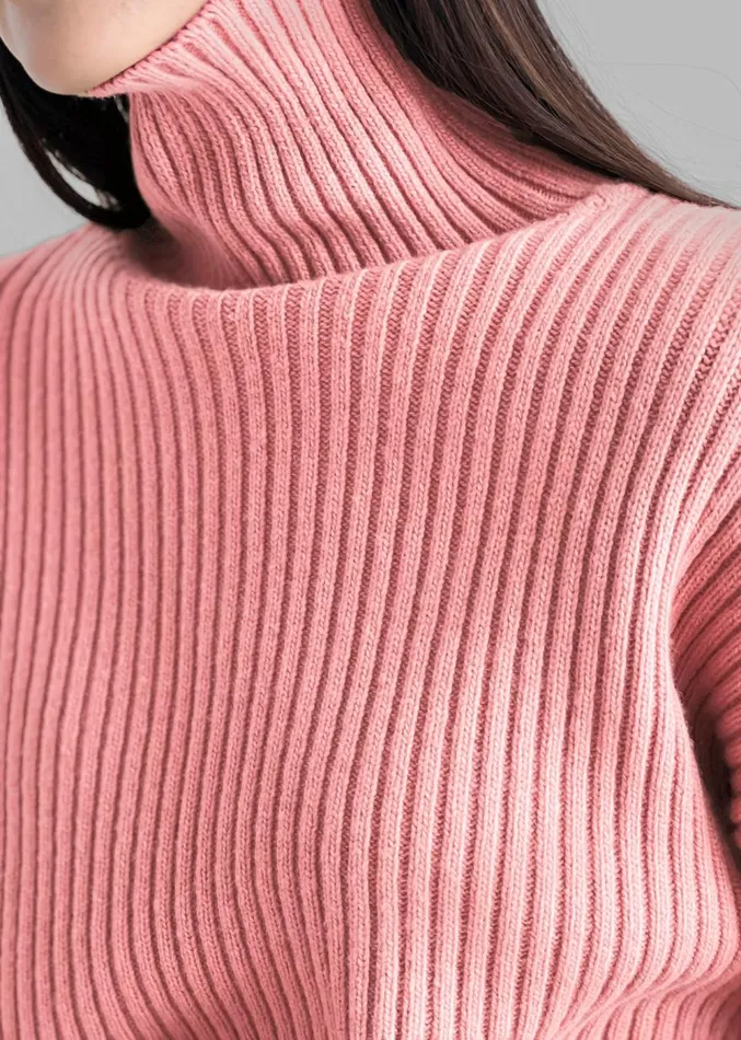 The Frankie Shop Thelma Ribbed Sweater 8211 Pink Women Clothing