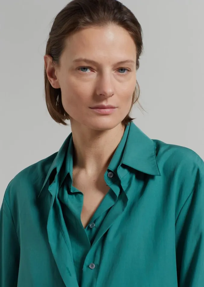 The Frankie Shop Tima Double Layer Shirt 8211 Deep Teal Women Tops