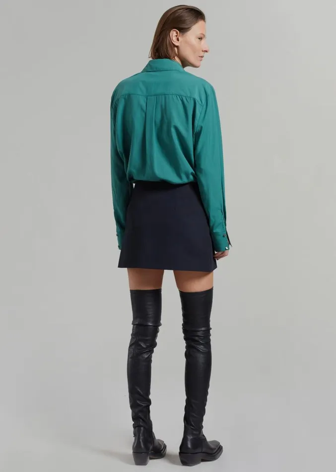 The Frankie Shop Tima Double Layer Shirt 8211 Deep Teal Women Tops
