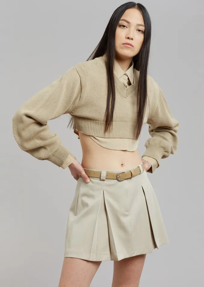 The Frankie Shop Titou Cropped Sweater 8211 Taupe Women Knitwear