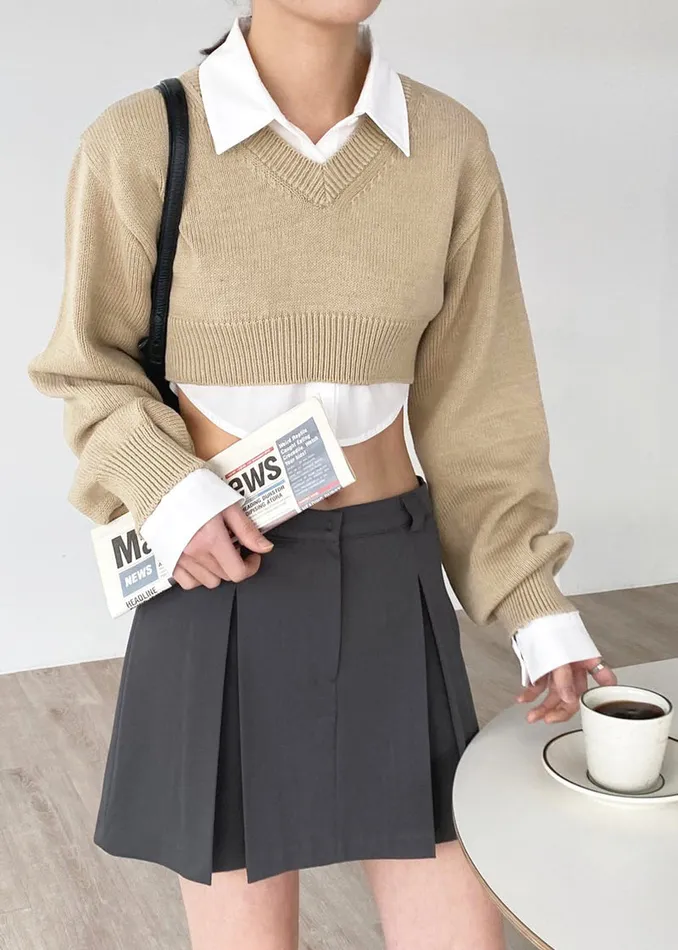 The Frankie Shop Titou Cropped Sweater 8211 Taupe Women Knitwear