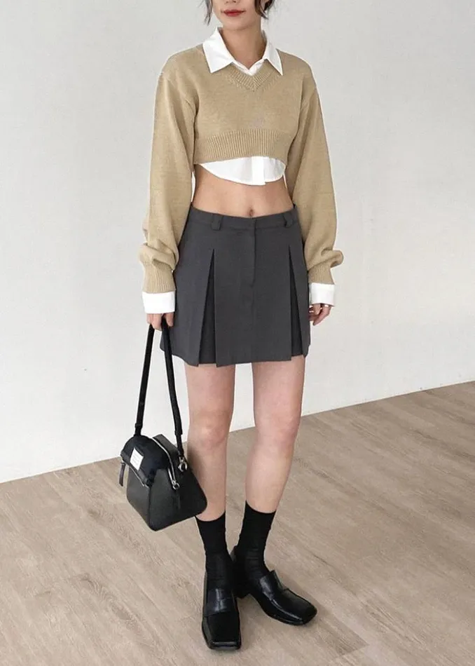 The Frankie Shop Titou Cropped Sweater 8211 Taupe Women Knitwear