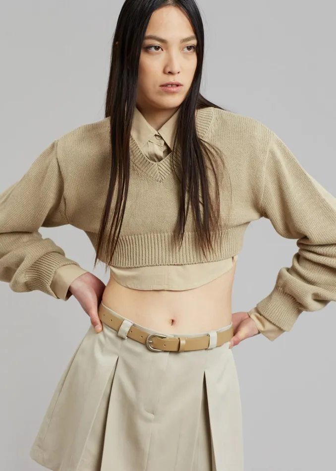 The Frankie Shop Titou Cropped Sweater 8211 Taupe Women Knitwear