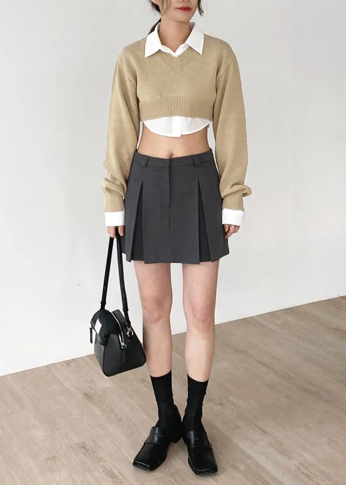 The Frankie Shop Titou Cropped Sweater 8211 Taupe Women Knitwear