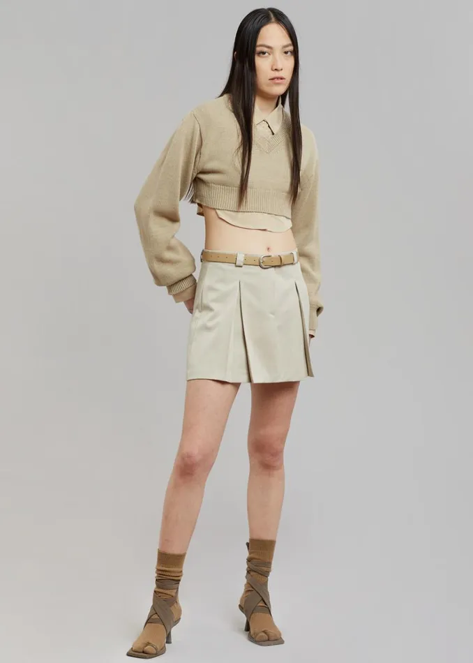 The Frankie Shop Titou Cropped Sweater 8211 Taupe Women Knitwear