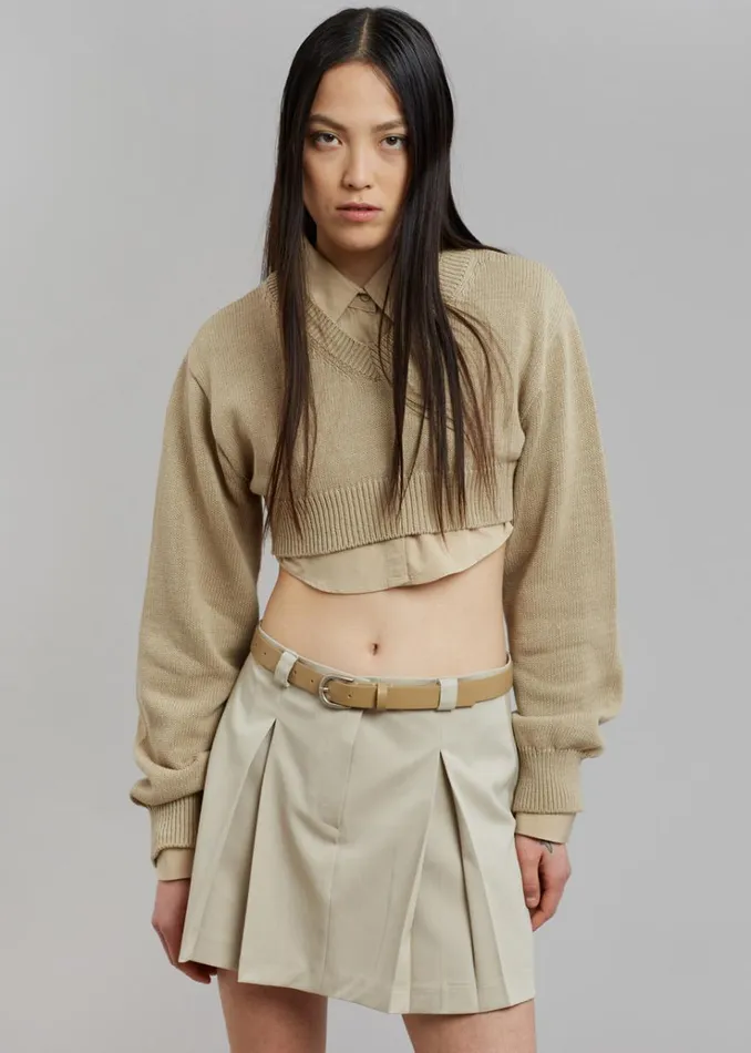 The Frankie Shop Titou Cropped Sweater 8211 Taupe Women Knitwear