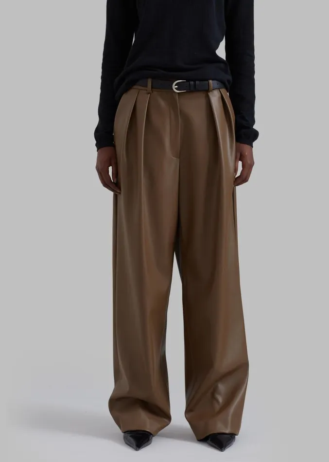 The Frankie Shop Tranton Faux Leather Pants 8211 Brown Women Clothing