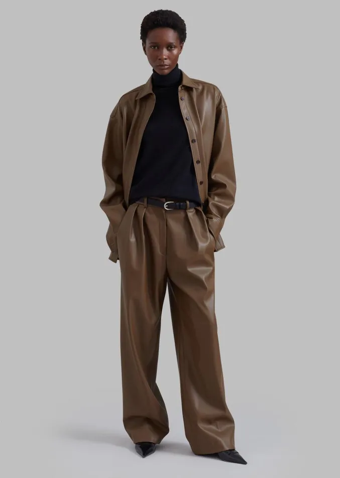 The Frankie Shop Tranton Faux Leather Pants 8211 Brown Women Clothing