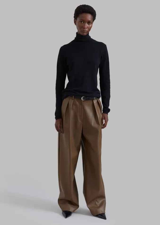 The Frankie Shop Tranton Faux Leather Pants 8211 Brown Women Clothing