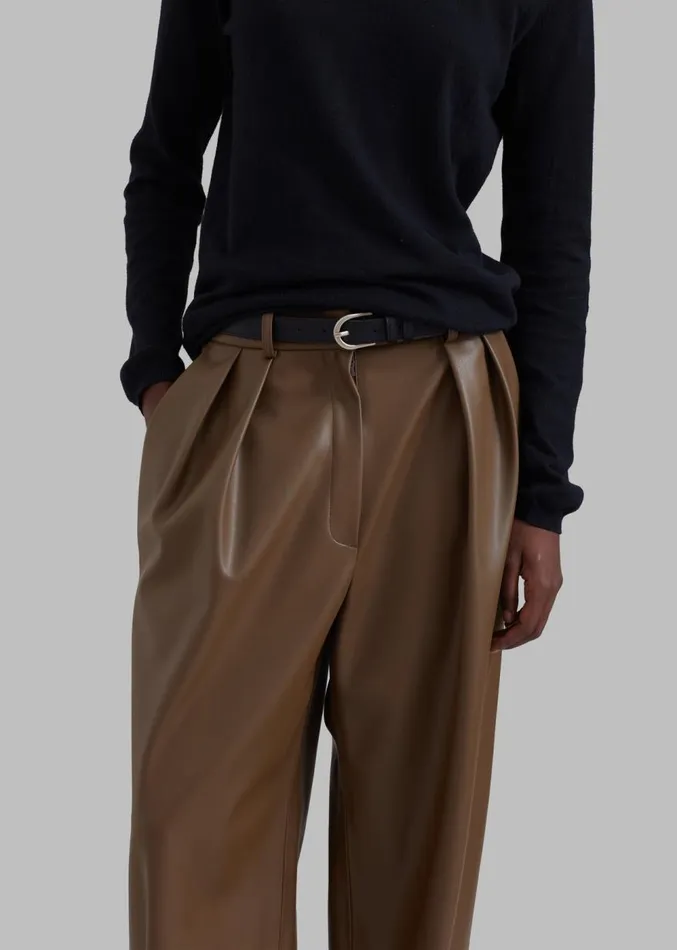 The Frankie Shop Tranton Faux Leather Pants 8211 Brown Women Clothing