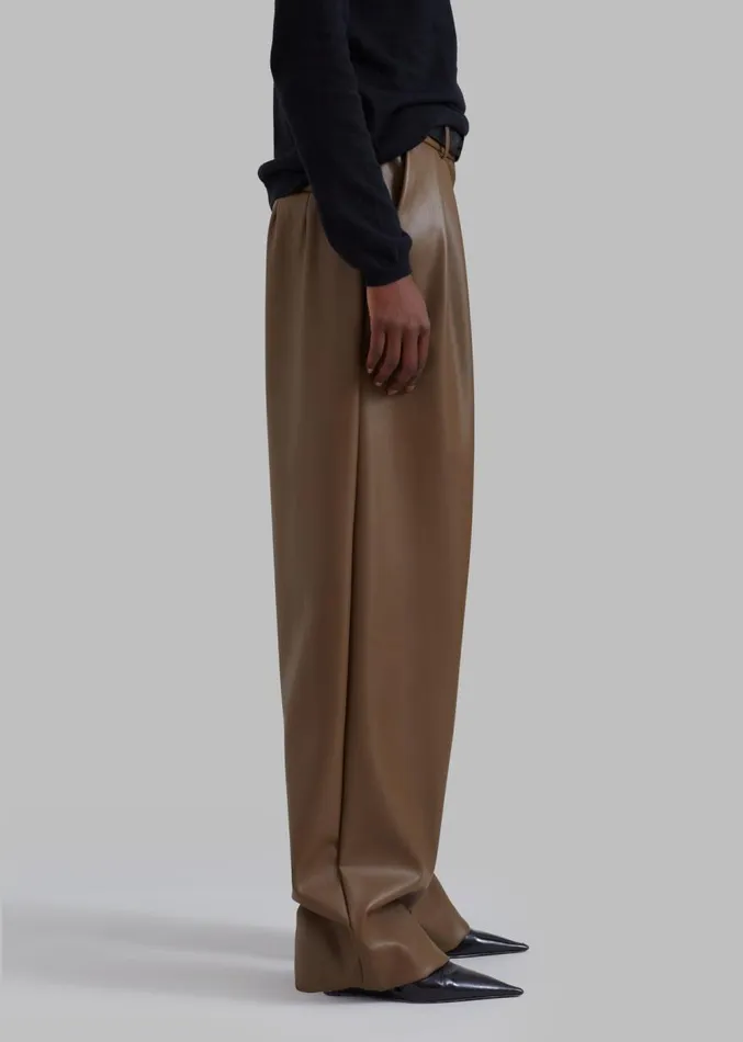 The Frankie Shop Tranton Faux Leather Pants 8211 Brown Women Clothing