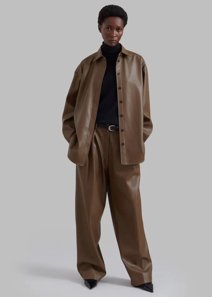 The Frankie Shop Tranton Faux Leather Pants 8211 Brown Women Clothing